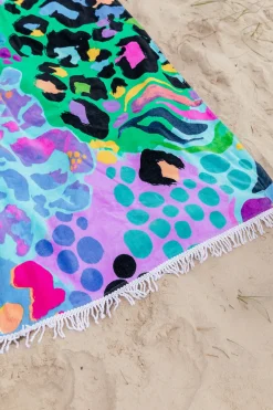Proud Poppy Clothing Beach Towel in Electric Leopard by Kasey Rainbow Clearance
