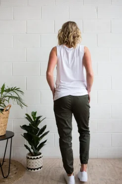 Proud Poppy Clothing Florence Denim Joggers in Khaki Hot