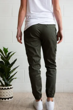 Proud Poppy Clothing Florence Denim Joggers in Khaki Hot