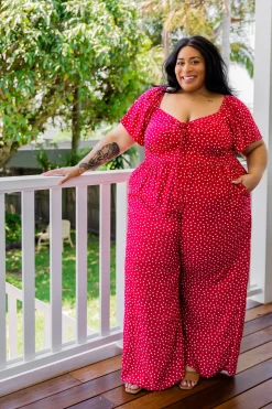 Proud Poppy Clothing Hazel Jumpsuit in Red Clearance