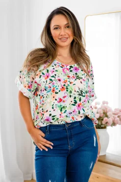 Proud Poppy Clothing Julia Linen Blend Top in Rose Fleur RoseFleur Fashion