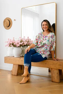 Proud Poppy Clothing Julia Linen Blend Top in Rose Fleur RoseFleur Fashion