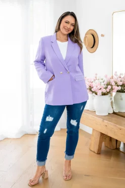 Proud Poppy Clothing Tammy Linen Blend Blazer in Lavender Sale