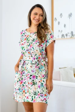 Proud Poppy Clothing Tee Linen Blend Dress in Rose Fleur RoseFleur Discount