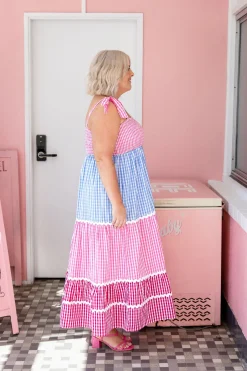 Proud Poppy Clothing Allegra Maxi Dress in Gingham Mix GinghamMix Discount