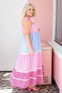 Proud Poppy Clothing Allegra Maxi Dress in Gingham Mix GinghamMix Discount