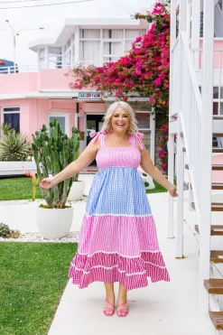 Proud Poppy Clothing Allegra Maxi Dress in Gingham Mix GinghamMix Discount