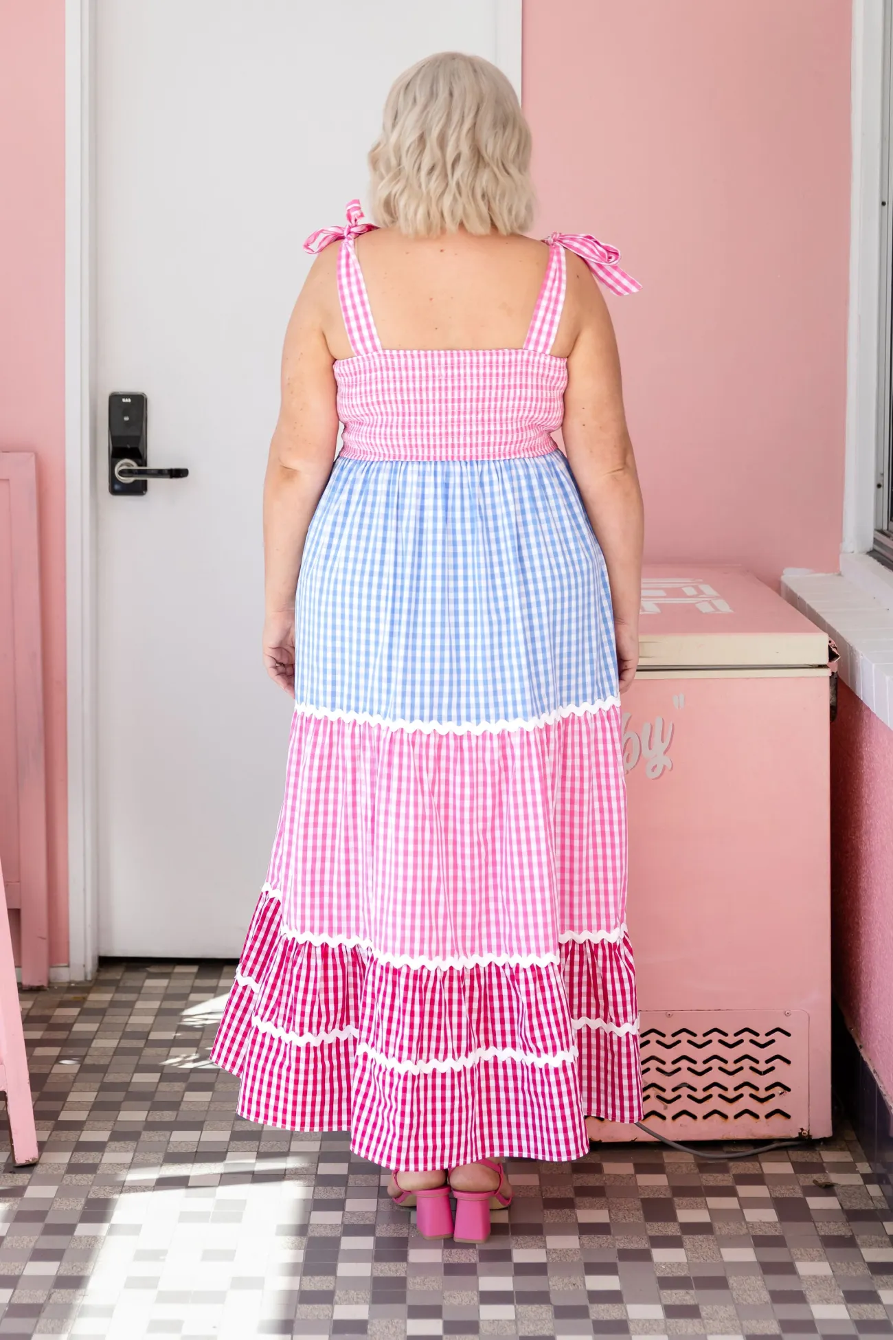 Proud Poppy Clothing Allegra Maxi Dress in Gingham Mix GinghamMix Discount