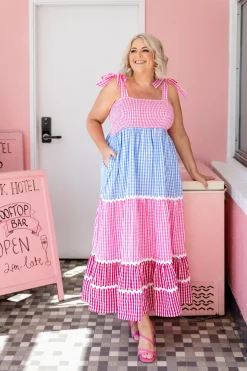 Proud Poppy Clothing Allegra Maxi Dress in Gingham Mix GinghamMix Discount