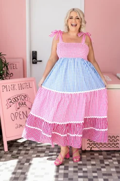Proud Poppy Clothing Allegra Maxi Dress in Gingham Mix GinghamMix Discount