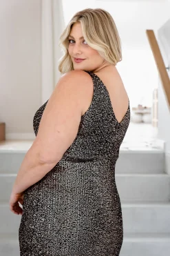 Proud Poppy Clothing Anastasia Sequin Maxi Dress in Black & Bronze New