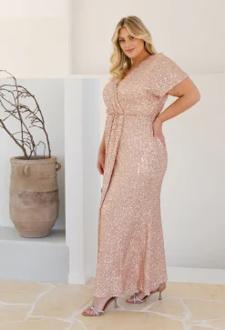 Proud Poppy Clothing Arabella Sequin Maxi Dress in Light Bronze Sale