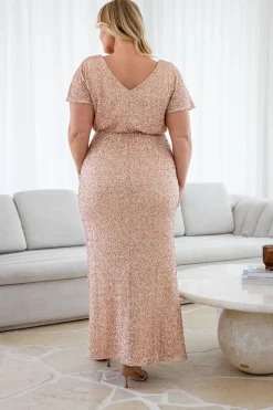 Proud Poppy Clothing Arabella Sequin Maxi Dress in Light Bronze Sale