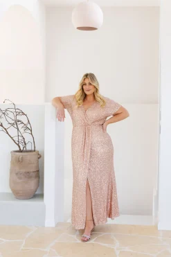 Proud Poppy Clothing Arabella Sequin Maxi Dress in Light Bronze Sale