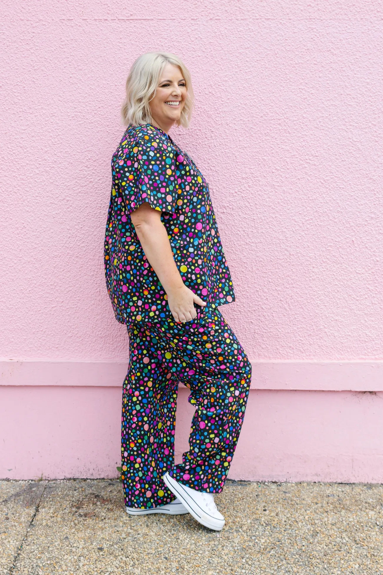 Proud Poppy Clothing Audrey Scrubs in Black Pebble by Kasey Rainbow Sale