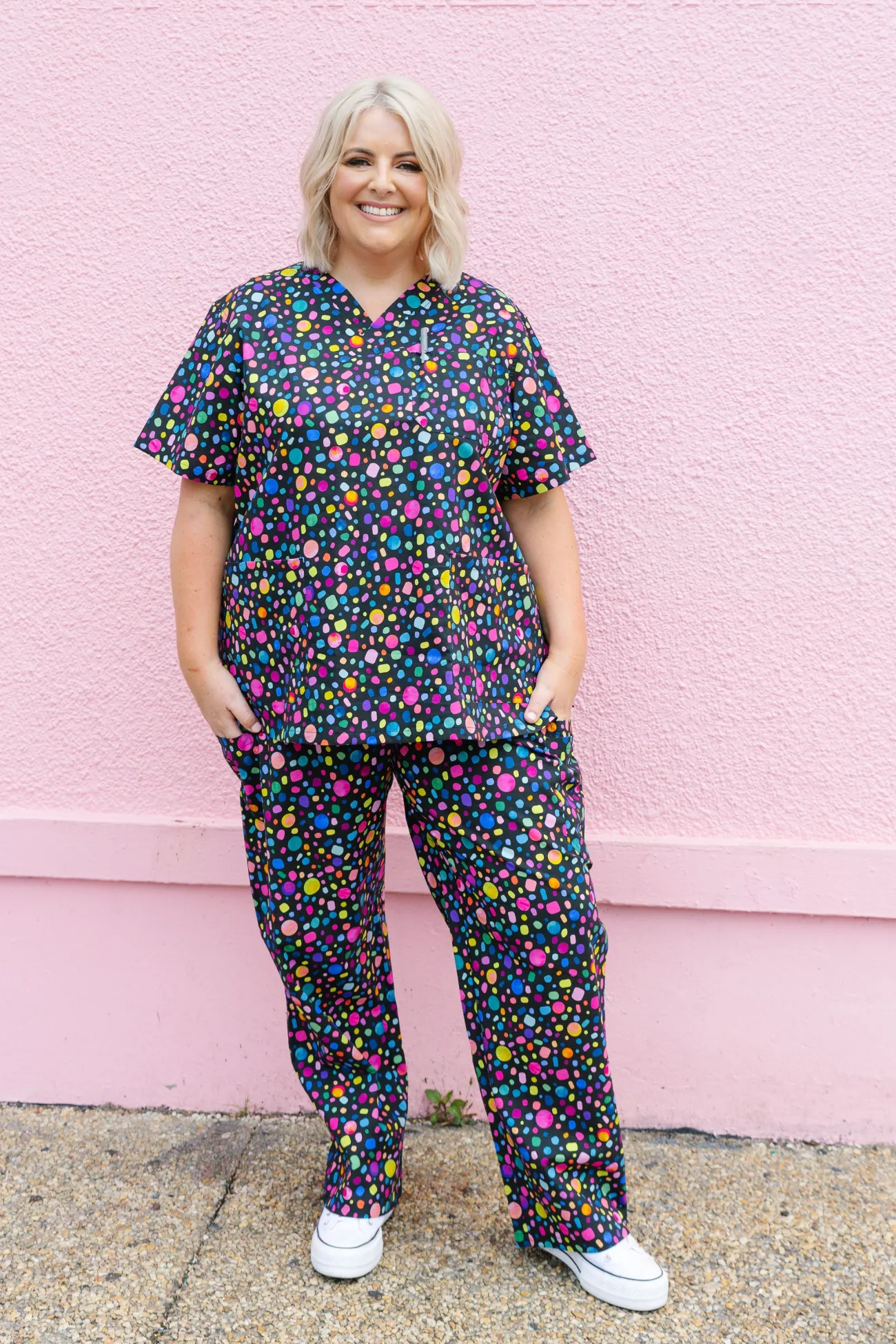 Proud Poppy Clothing Audrey Scrubs in Black Pebble by Kasey Rainbow Sale