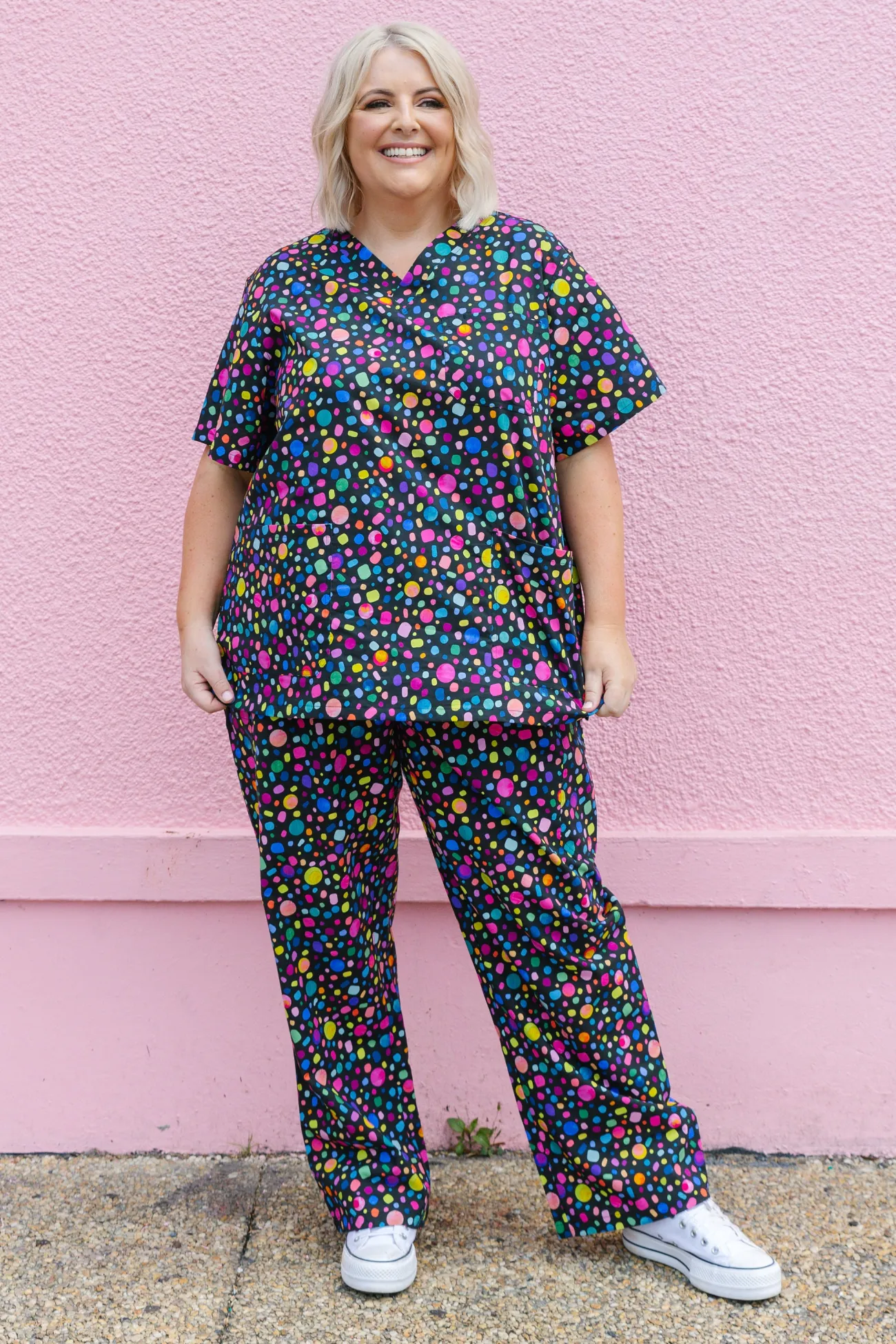 Proud Poppy Clothing Audrey Scrubs in Black Pebble by Kasey Rainbow Sale