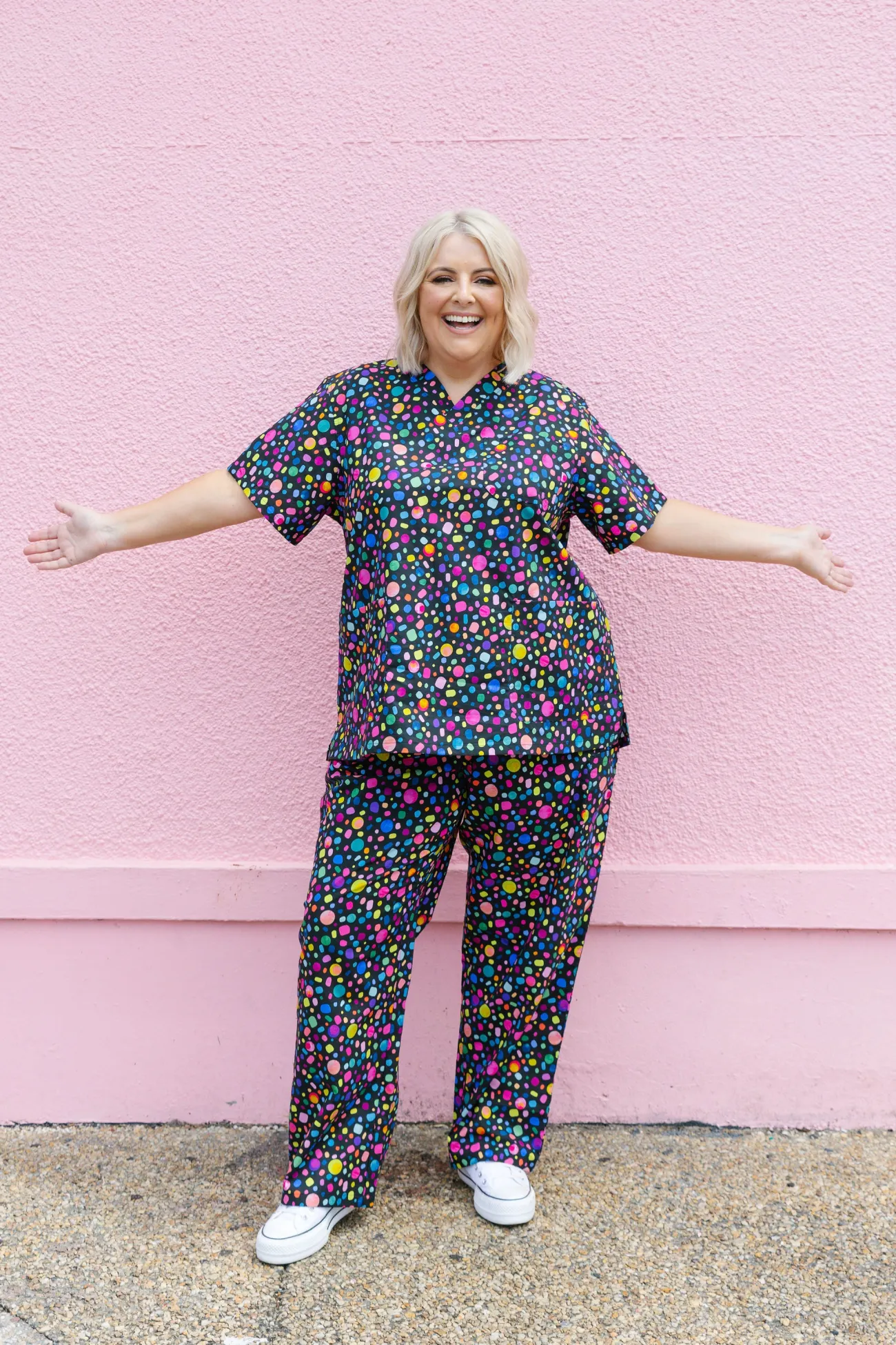 Proud Poppy Clothing Audrey Scrubs in Black Pebble by Kasey Rainbow Sale