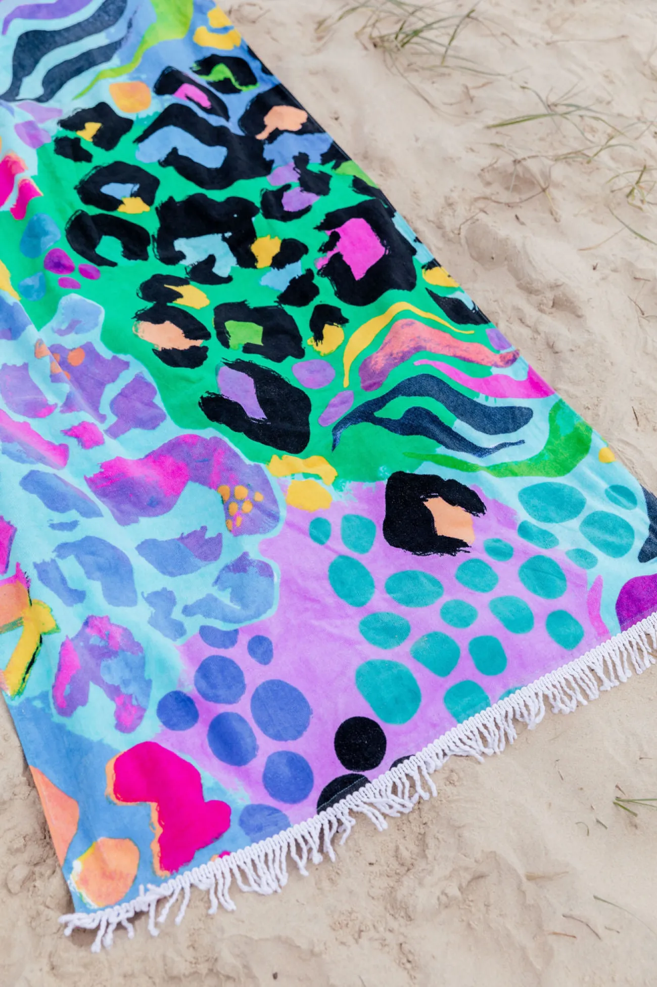 Proud Poppy Clothing Beach Towel in Electric Leopard by Kasey Rainbow Clearance