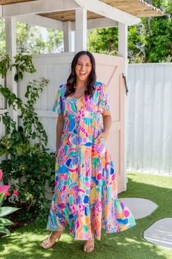 Proud Poppy Clothing Bonnie Dress in Peachy Keen by Kasey Rainbow New