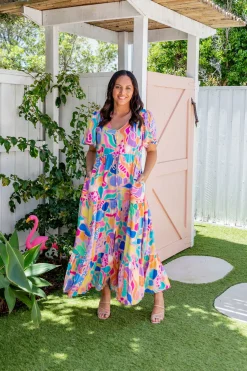 Proud Poppy Clothing Bonnie Dress in Peachy Keen by Kasey Rainbow New