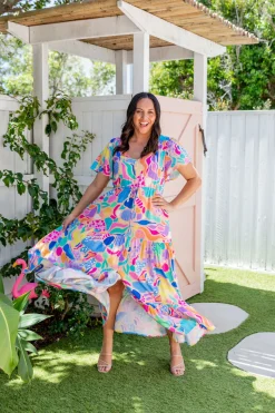 Proud Poppy Clothing Bonnie Dress in Peachy Keen by Kasey Rainbow New