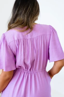 Proud Poppy Clothing Bonnie Linen Blend Dress in Berry Fashion