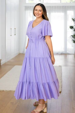 Proud Poppy Clothing Bonnie Linen Blend Maxi Dress in Lavender Best