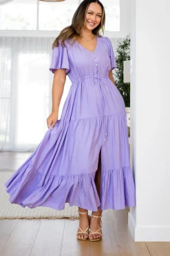 Proud Poppy Clothing Bonnie Linen Blend Maxi Dress in Lavender Best