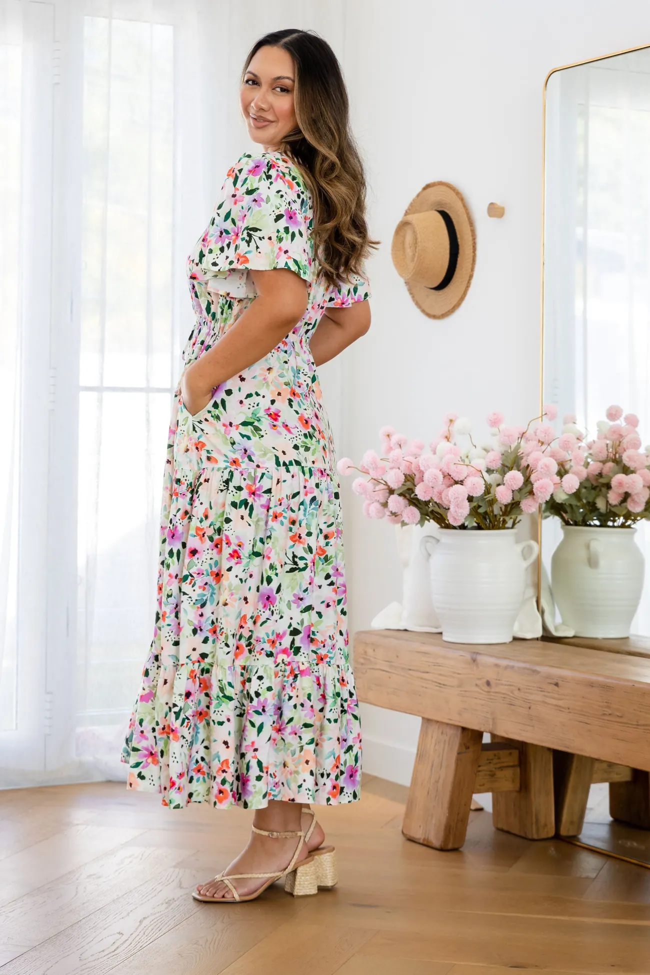 Proud Poppy Clothing Bonnie Linen Blend Maxi Dress in Rose Fleur RoseFleur Online