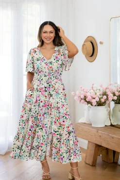 Proud Poppy Clothing Bonnie Linen Blend Maxi Dress in Rose Fleur RoseFleur Online