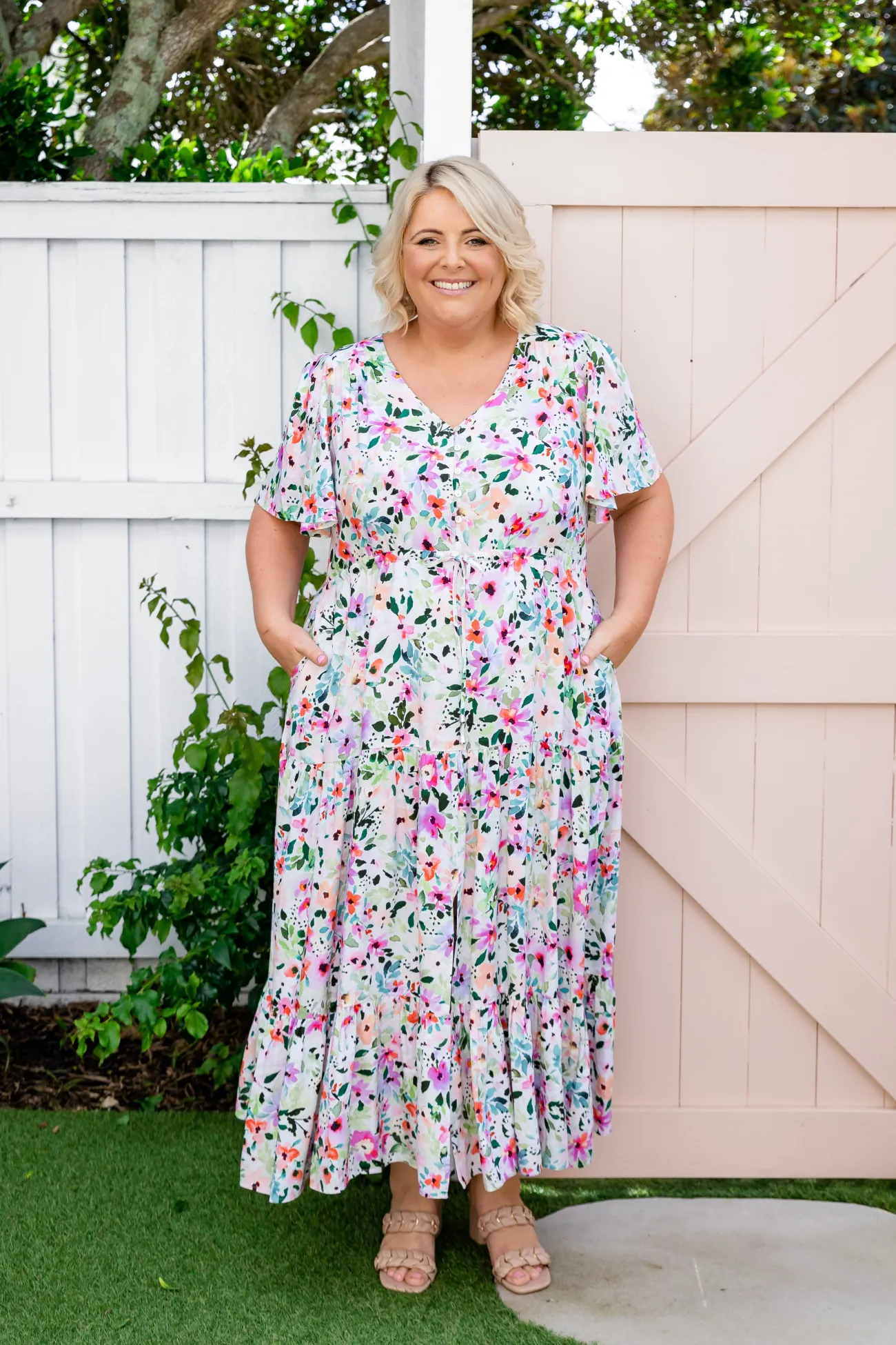 Proud Poppy Clothing Bonnie Linen Blend Maxi Dress in Rose Fleur RoseFleur Online
