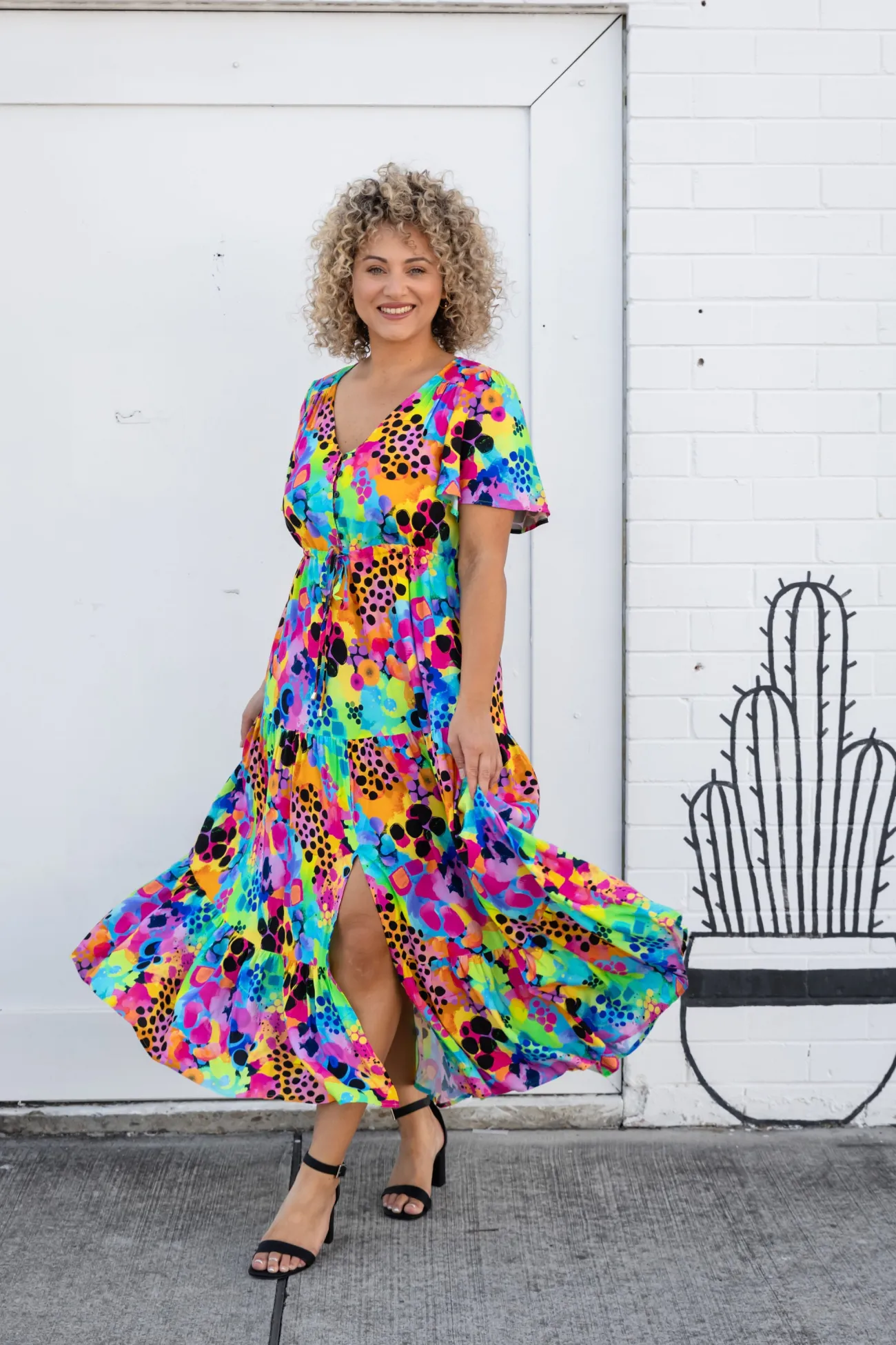 Proud Poppy Clothing Bonnie Maxi Dress in Messy Mind by Kasey Rainbow Clearance