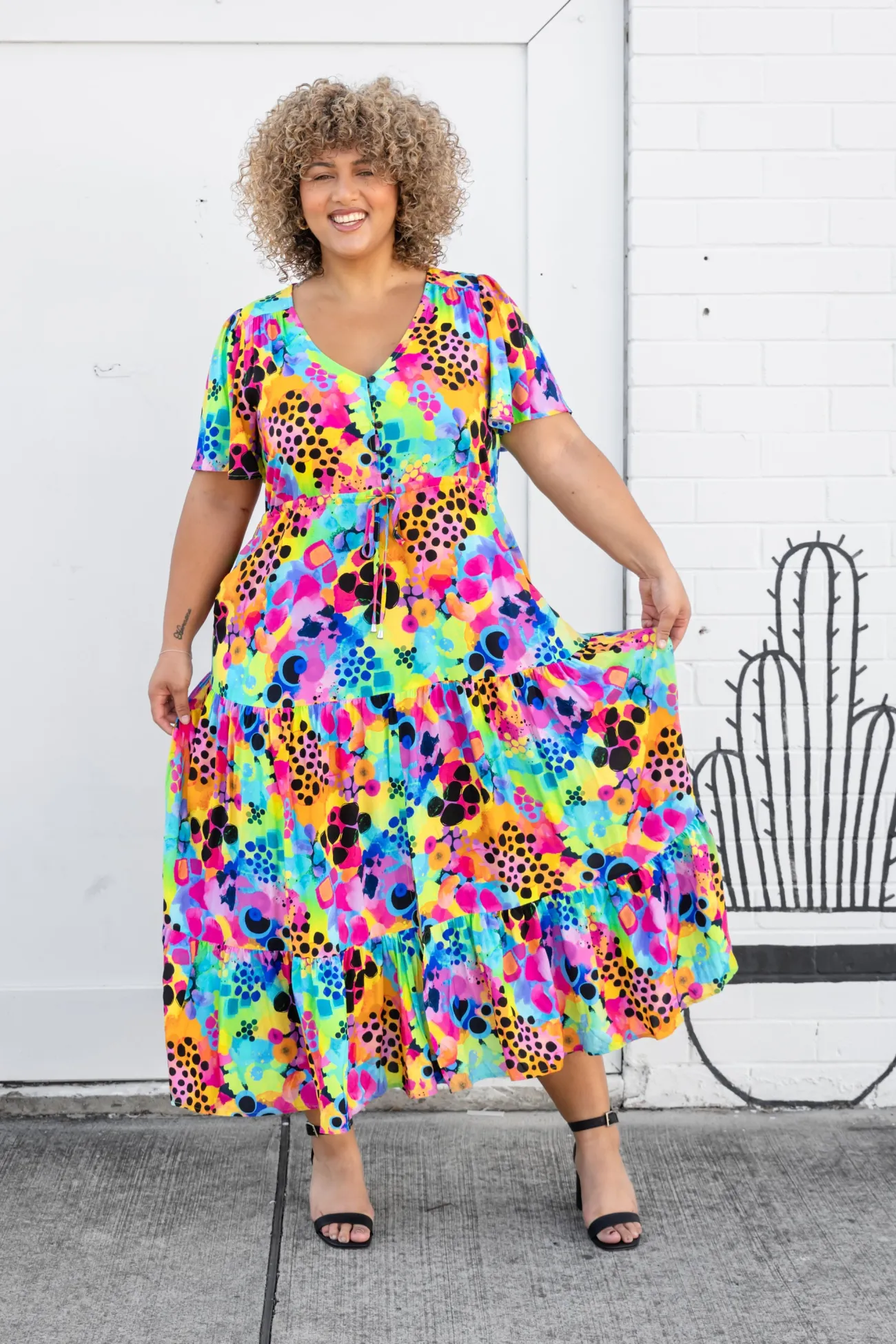 Proud Poppy Clothing Bonnie Maxi Dress in Messy Mind by Kasey Rainbow Clearance