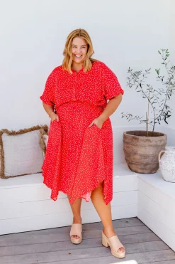 Proud Poppy Clothing Cameron Dress in Red & White Red&White Clearance