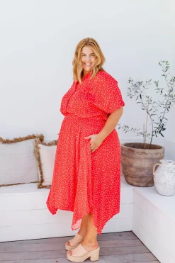 Proud Poppy Clothing Cameron Dress in Red & White Red&White Clearance