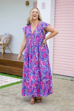 Proud Poppy Clothing Carmody Purple Floral Maxi Dress Clearance