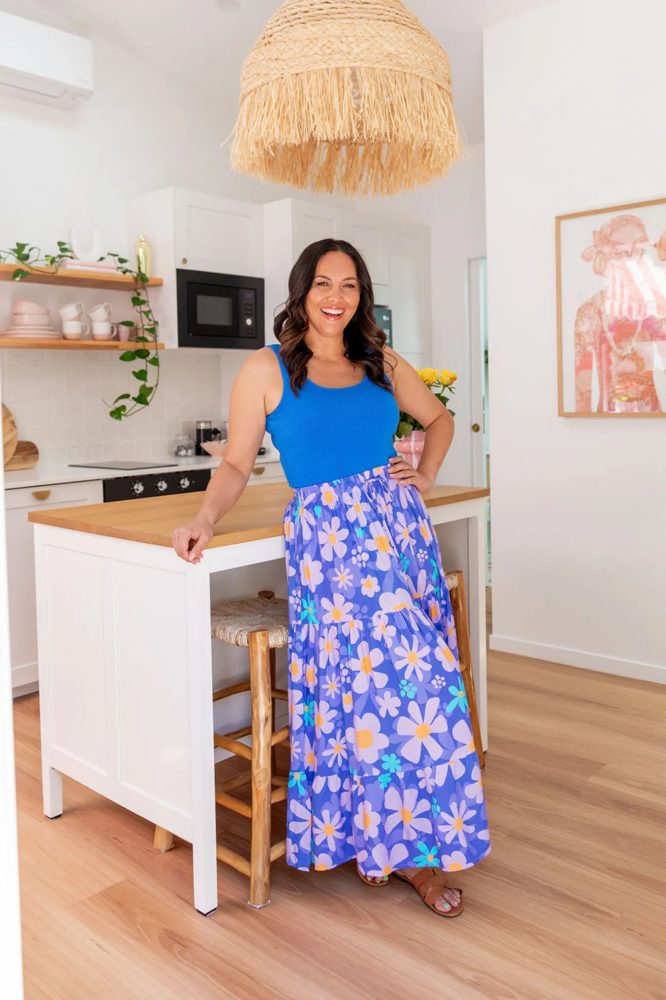 Proud Poppy Clothing Carrie Skirt in Lilac Daisies LilacDaisies Online