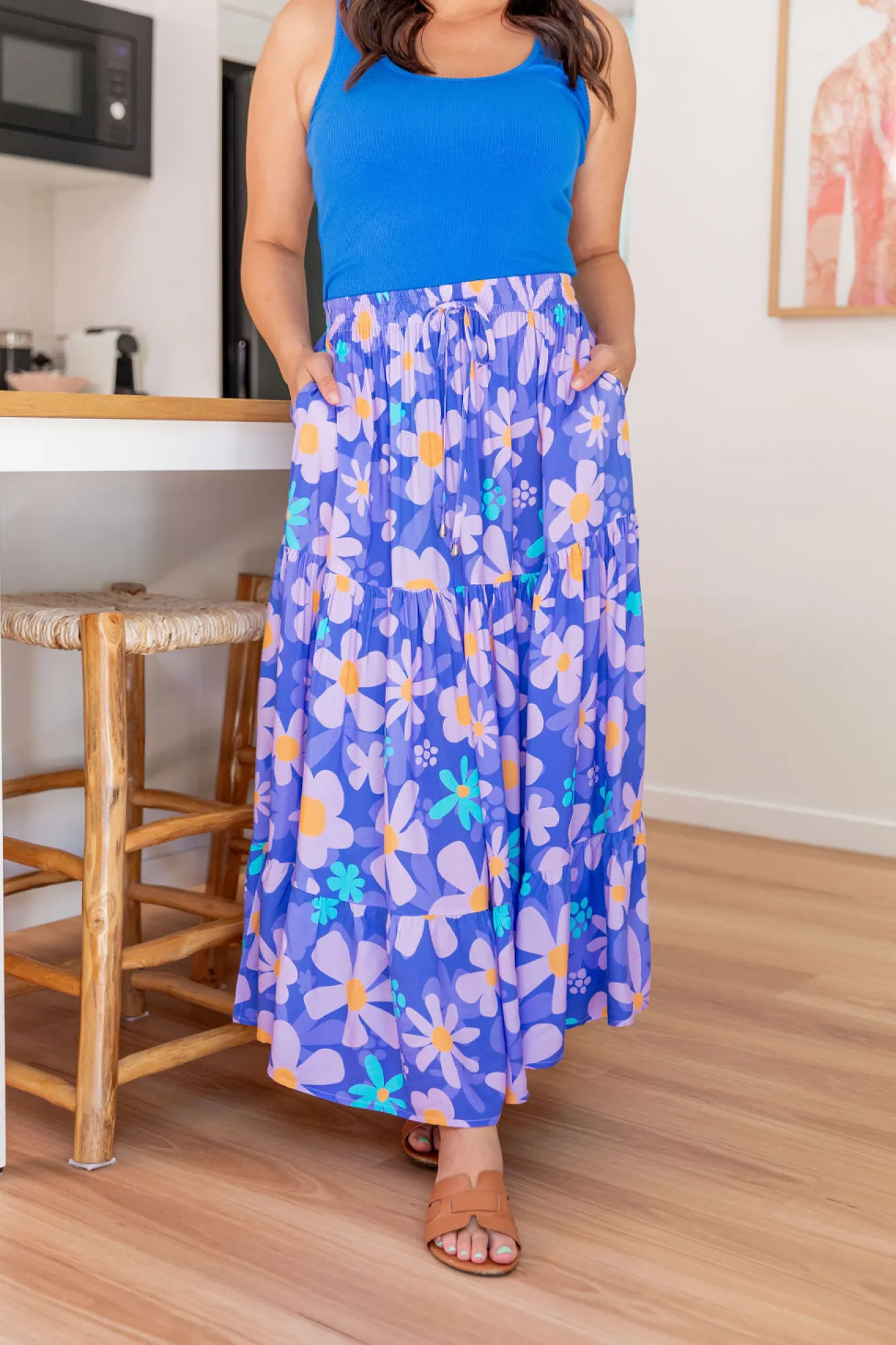 Proud Poppy Clothing Carrie Skirt in Lilac Daisies LilacDaisies Online