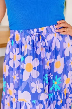 Proud Poppy Clothing Carrie Skirt in Lilac Daisies LilacDaisies Online