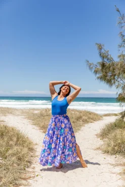 Proud Poppy Clothing Carrie Skirt in Lilac Daisies LilacDaisies Online
