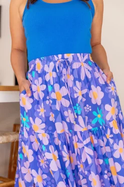 Proud Poppy Clothing Carrie Skirt in Lilac Daisies LilacDaisies Online