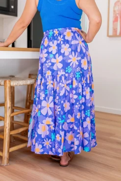 Proud Poppy Clothing Carrie Skirt in Lilac Daisies LilacDaisies Online