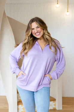 Proud Poppy Clothing Cassie Modal Blend Lounge Sweater in Lavender Sale