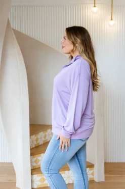 Proud Poppy Clothing Cassie Modal Blend Lounge Sweater in Lavender Sale