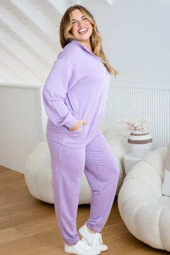 Proud Poppy Clothing Cassie Modal Blend Lounge Sweater in Lavender Sale