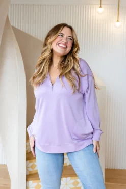 Proud Poppy Clothing Cassie Modal Blend Lounge Sweater in Lavender Sale