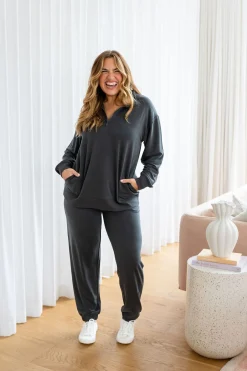Proud Poppy Clothing Cassie Modal Blend Lounge Sweater in Shadow Online