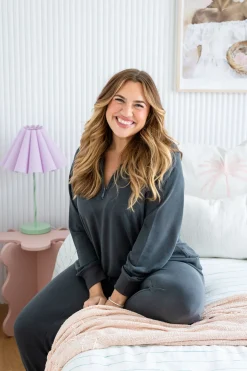 Proud Poppy Clothing Cassie Modal Blend Lounge Sweater in Shadow Online