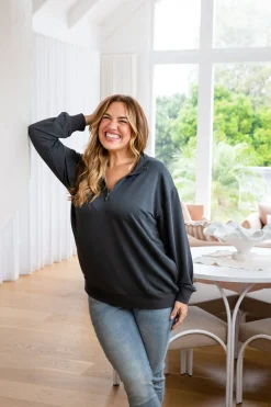 Proud Poppy Clothing Cassie Modal Blend Lounge Sweater in Shadow Online